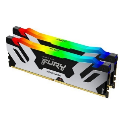 Picture of Kingston Fury Renegade RGB 32GB Kit (2 x 16GB), DDR5, 8000MHz, CL38, 1.45V, ECC, XMP 3.0, PMIC, DIMM Memory, Black/Silver