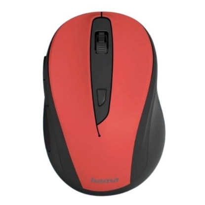 Picture of Hama MC-400 V2 Compact Wireless Optical Mouse, 6 Buttons, 800-1600 DPI, Black/Red