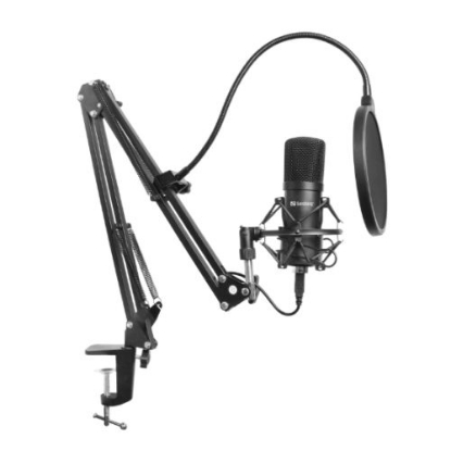 Picture of Sandberg Streamer USB Microphone Kit, USB 2.0, Pop Filter, Wind Cover, Shock Mount