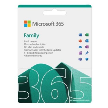 Picture of Microsoft Office 365 Family, 6 Users - 5 Devices Each (PC, Mac, iOS & Android), 1 Year Subscription