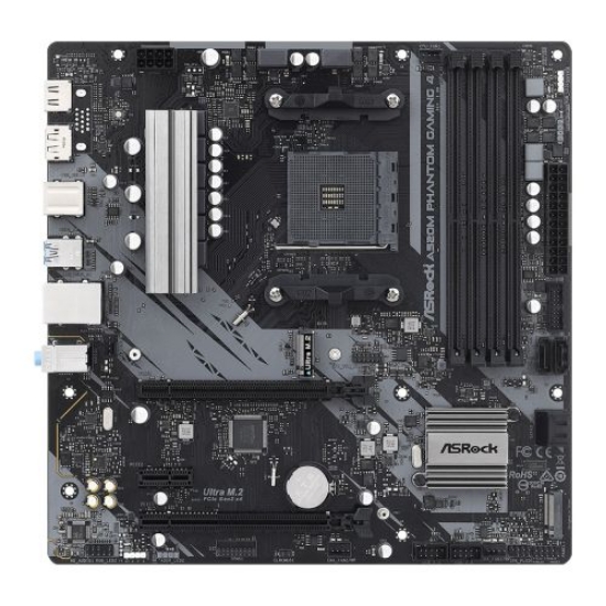 Picture of Asrock A520M PHANTOM GAMING 4, AMD A520, AM4, Micro ATX, 4 DDR4, HDMI, DP, 2x M.2