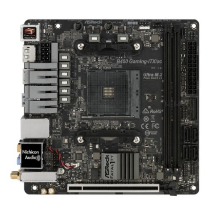 Picture of Asrock B450 GAMING-ITX/AC, AMD B450, AM4, Mini ITX, 2 DDR4, HDMI, DP, Wi-Fi, RGB Lighting, M.2