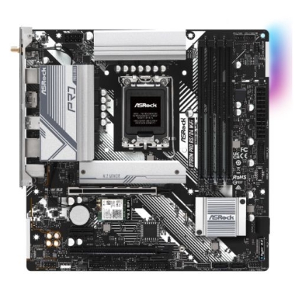 Picture of Asrock B760M PRO RS/D4 WIFI, Intel B760, 1700, Micro ATX, 4 DDR4, HDMI, DP, Wi-Fi 6E, 2.5G LAN, PCIe4, 2x M.2, RGB