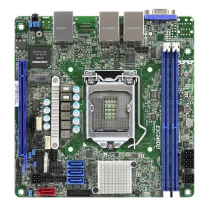 Picture of Asrock Rack E3C246D2I Server Board, Intel C246, 1151, Mini ITX, DDR4, VGA, Dual GB LAN, IPMI LAN, M.2