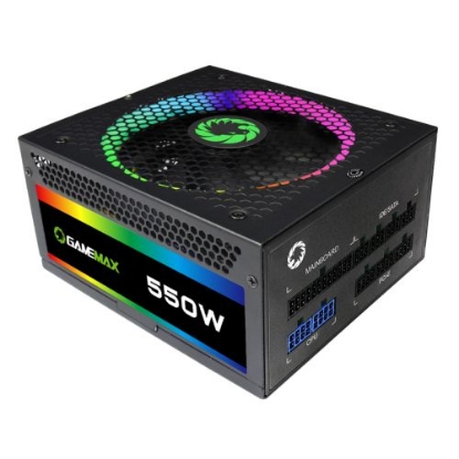 Picture of GameMax 550W RGB PSU, Fully Modular, 14cm ARGB Fan, 80+ Gold, RGB Controller (Various Modes), Power Lead Not Included