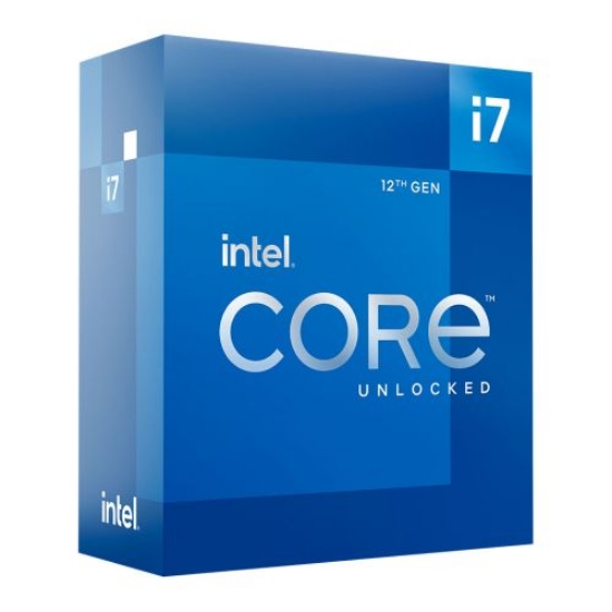 Picture of Intel Core i7-12700K CPU, 1700, 3.6 GHz (5.0 Turbo), 12-Core, 125W (190W Turbo), 10nm, 25MB Cache, Overclockable, Alder Lake, NO HEATSINK/FAN