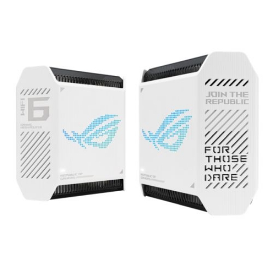 Picture of Asus (GT6 2-Pack White) ROG Rapture AX10000 Tri-Band Gaming Mesh Wi-Fi 6 System, 2.5G LAN, AiMesh, RangeBoost Plus, AiProtection Pro, RGB