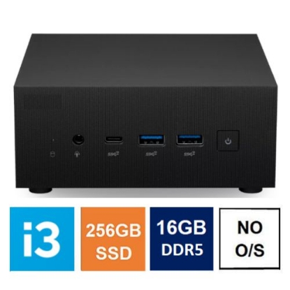 Picture of Spire Mini PC, Asus PN64 Case, i3-1220P, 16GB DDR5, 256GB SSD, HDMI, DP, USB-C, 2.5G LAN, Wi-Fi 6E, VESA Mountable, No Operating System