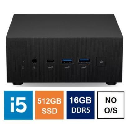 Picture of Spire Mini PC, Asus PN64 Case, i5-12500H, 16GB DDR5, 512GB SSD, HDMI, DP, USB-C, 2.5G LAN, Wi-Fi 6E, VESA Mountable, No Operating System