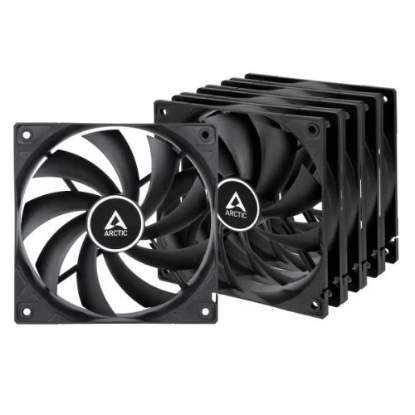 Picture of Arctic F12 12cm PWM PST Case Fan (5 Pack), Black, 9 Blades, Fluid Dynamic, 230-1350 RPM