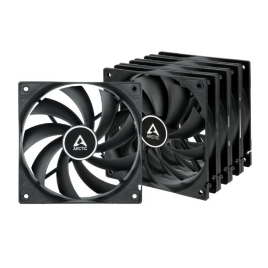 Picture of Arctic F12 Low Noise 12cm Case Fans (5 Pack), Black & White, 9 Blades, Fluid Dynamic, Value Pack