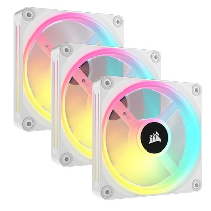 Picture of Corsair iCUE LINK QX120 12cm PWM RGB Case Fans x3, 34 RGB LEDs, Magnetic Dome Bearing, 2400 RPM, iCUE LINK Hub Included, White