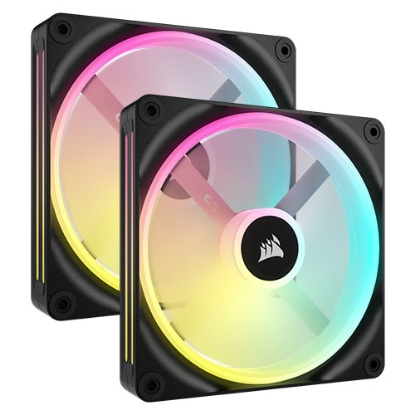 Picture of Corsair iCUE LINK QX140 14cm PWM RGB Case Fans x2, 34 RGB LEDs, Magnetic Dome Bearing, 2000 RPM, iCUE LINK Hub Included, Black