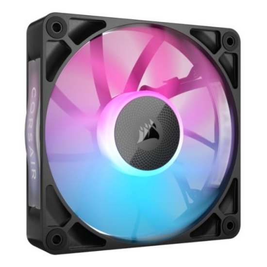 Picture of Corsair iCUE LINK RX120 RGB 12cm PWM Case Fan, 8 ARGB LEDs, Magnetic Dome Bearing, 2100 RPM, Black, Single Fan Expansion Kit