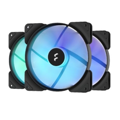 Picture of Fractal Design Aspect 14 14cm RGB PWM Case Fans (3 Pack), Rifle Bearing, Supports Chaining, Aerodynamic Stator Struts, 500-1700 RPM, Black Frame