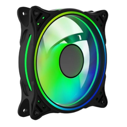 Picture of Vida Infinity01 12cm ARGB Dual Ring PWM Case Fan, Hydraulic Bearing, Infinity Mirror Effect, 500-1500 RPM, Black
