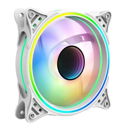Picture of Vida Infinity01 12cm ARGB Dual Ring PWM Case Fan, Hydraulic Bearing, Infinity Mirror Effect, 500-1500 RPM, White