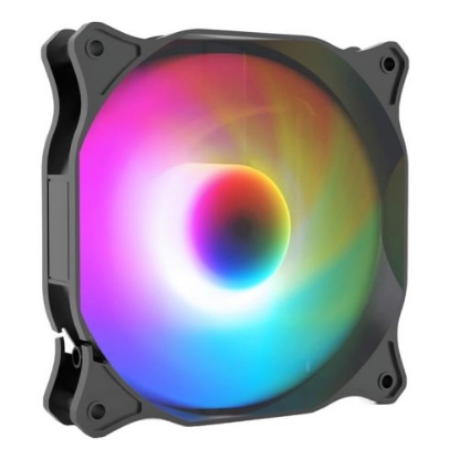 Picture of Vida Pulsar 12cm ARGB Fan for Vida EOS & TEMPEST Cases, 9 LEDs, Hydraulic Bearing, 1200 RPM, 4-pin (Daisy Chain Header), Black