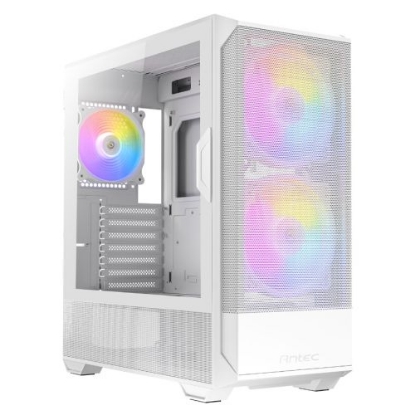 Picture of Antec NX416L ARGB Gaming Case w/ Glass Window, ATX, 3x ARGB Fans, Mesh Front, LED Control Button, USB-C, White