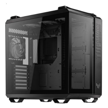 Picture of Asus TUF Gaming GT502 Plus Case w/ Front & Side Glass Windows, ATX, Dual Chamber, Modular Design, 4x ARGB Fans & Lighting Hub, USB-C, Carry Handles, Black