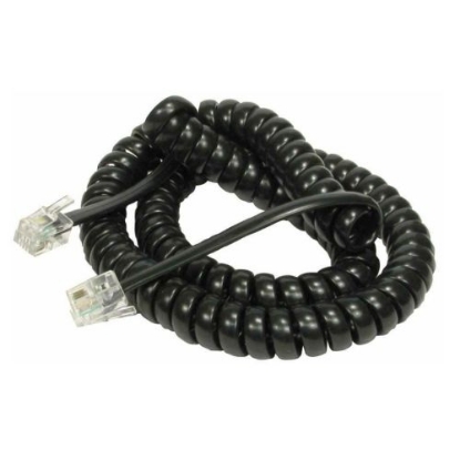 Picture of Spire Coiled Telephone/Handset Cord, RJ-10 4P4C Connectors, 2 Metre, Black