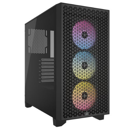 Picture of Corsair 3000D RGB Airflow Gaming Case w/ Glass Window, ATX, 3x AR120 RGB Fans, GPU Cooling, 3-Slot GPU Support, High-Airflow Front, Black