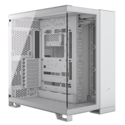 Picture of Corsair 6500X Dual Chamber Gaming Case w/ Glass Side & Front, ATX, Mesh Panels, USB-C, Asus BTF Compatible, White