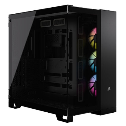 Picture of Corsair 6500X RGB iCUE Link Dual Chamber Gaming Case w/ Glass Side & Front, ATX, 3x RGB Fans, Mesh Panels, USB-C, Asus BTF Compatible, Black