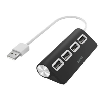 Picture of Hama External 4-Port USB 2.0 Hub, USB Powered, Black