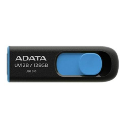 Picture of ADATA 128GB UV128 USB 3.0 Memory Pen, Retractable, Capless, Black & Blue