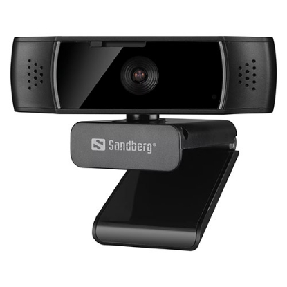 Picture of Sandberg USB Autofocus DualMic 1080p Webcam, Glass Lens, Autofocus, Auto Light Adjust, Digital Zoom, Stereo Mic, Clip-on/Stand, 5 Year Warranty