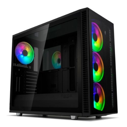 Picture of Fractal Design Define S2 Vision RGB Gaming Case w/ Dark Tint Glass Windows, E-ATX, ARGB Strip, 4 ARGB Fans, RGB Controller, Fan Hub, USB-C