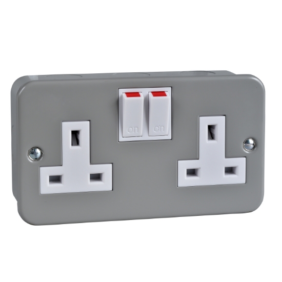 Picture of "Exclusive Metal clad - switched socket - 13 A - 230 V - 2 gangs - grey( Subject to availability)"