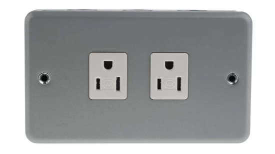 Picture of MK Electric 2 Gang Plug Socket, 15A, NEMA 5-15R, Indoor Use